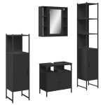 Vidaxl ensemble d?armoires salle de bain 4 pcs noir bois d'ingénierie Vidaxl ensemble d?armoires salle de bain 4 pcs noir bois d'ingénierie
