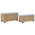 Vidaxl ensemble de banc lot de 2 jacinthe d'eau gris