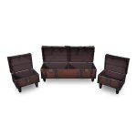 Vidaxl ensemble de bancs de rangement 3 pcs marron