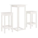 Vidaxl ensemble de bar 3 pcs blanc bois de pin massif