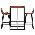 Vidaxl ensemble de bar 3 pcs bois massif recycl� et cuir de ch�vre