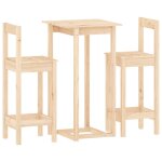 Vidaxl ensemble de bar 3 pcs bois de pin massif