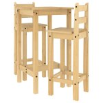 Vidaxl ensemble de bar 3 pcs bois de pin massif