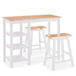 Vidaxl ensemble de bar 3 pcs mdf blanc