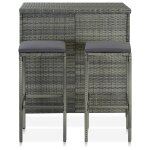 Vidaxl ensemble de bar 3 pcs r�sine tress�e gris