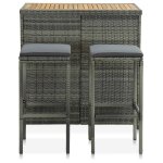 Vidaxl ensemble de bar 3 pcs r�sine tress�e gris