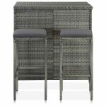 Vidaxl ensemble de bar 3 pcs r�sine tress�e gris