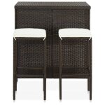 Vidaxl ensemble de bar 3 pcs r�sine tress�e marron