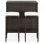 Vidaxl ensemble de bar 3 pcs r�sine tress�e marron