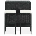 Vidaxl ensemble de bar 3 pcs r�sine tress�e noir