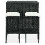 Vidaxl ensemble de bar 3 pcs r�sine tress�e noir