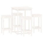 Vidaxl ensemble de bar 5 pcs blanc bois de pin massif