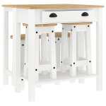Vidaxl ensemble de bar 5 pcs blanc bois de pin massif
