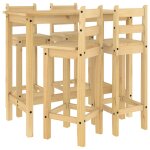 Vidaxl ensemble de bar 5 pcs bois de pin massif
