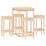Vidaxl ensemble de bar 5 pcs bois de pin massif