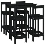 Vidaxl ensemble de bar 5 pcs noir bois de pin massif