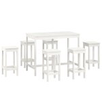 Vidaxl ensemble de bar 7 pcs blanc bois de pin massif