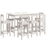 Vidaxl ensemble de bar 9 pcs blanc bois de pin massif