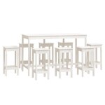Vidaxl ensemble de bar 9 pcs blanc bois de pin massif