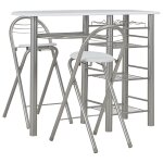 Vidaxl ensemble de bar avec tagres 3 pcs bois et acier blanc
