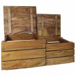 Vidaxl ensemble de caisse de rangement 2 pcs bois d'acajou massif