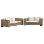 Vidaxl ensemble de canaps  2 et  3 places rotin vritable