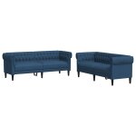 Vidaxl ensemble de canaps 2 pcs bleu tissu