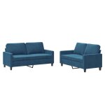 Vidaxl ensemble de canaps 2 pcs avec coussins bleu velours