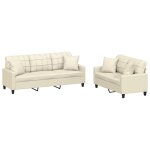 Vidaxl ensemble de canap�s 2 pcs avec coussins cr�me similicuir
