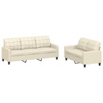 Vidaxl ensemble de canap�s 2 pcs avec coussins cr�me similicuir