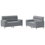 Vidaxl ensemble de canaps 2 pcs coussins gris clair tissu