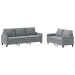 Vidaxl ensemble de canaps 2 pcs avec coussins gris clair tissu
