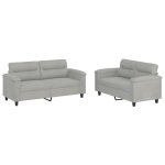 Vidaxl ensemble de canap�s 2 pcs coussins gris clair tissu microfibre