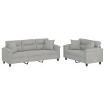Vidaxl ensemble de canap�s 2 pcs coussins gris clair tissu microfibre