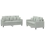 Vidaxl ensemble de canap�s 2 pcs avec coussins gris clair velours