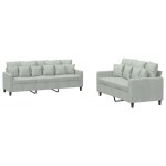 Vidaxl ensemble de canapés 2 pcs avec coussins gris clair velours Vidaxl ensemble de canapés 2 pcs avec coussins gris clair velours