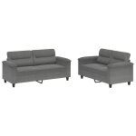 Vidaxl ensemble de canap�s 2 pcs coussins gris fonc� tissu microfibre