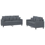 Vidaxl ensemble de canaps 2 pcs avec coussins gris fonc velours