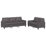 Vidaxl ensemble de canaps 2 pcs avec coussins gris similicuir