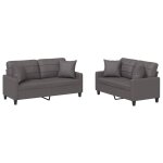 Vidaxl ensemble de canaps 2 pcs avec coussins gris similicuir