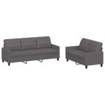 Vidaxl ensemble de canap�s 2 pcs avec coussins gris similicuir