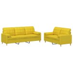 Vidaxl ensemble de canaps 2 pcs avec coussins jaune clair tissu