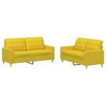 Vidaxl ensemble de canap�s 2 pcs avec coussins jaune clair tissu