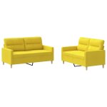 Vidaxl ensemble de canap�s 2 pcs avec coussins jaune clair tissu