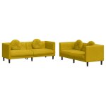 Vidaxl ensemble de canap�s 2 pcs avec coussins jaune velours