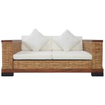 Vidaxl ensemble de canaps 2 pcs avec coussins marron rotin naturel