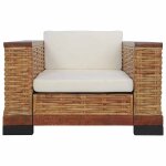 Vidaxl ensemble de canaps 2 pcs avec coussins marron rotin naturel
