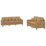 Vidaxl ensemble de canaps 2 pcs avec coussins marron velours