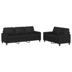 Vidaxl ensemble de canaps 2 pcs avec coussins noir similicuir