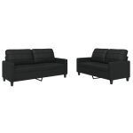 Vidaxl ensemble de canaps 2 pcs avec coussins noir similicuir